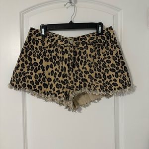 EE:SOME Leopard Print Denim Shorts